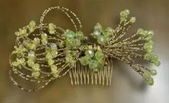 緑色のビーズ髪飾り かんざし