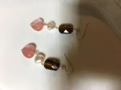 チェリークォーツハートのピアス