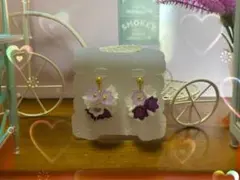 イヤリング ハンドメイド 紫系