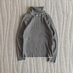 ニット タートルネック 細ボーダー レディース トップス M 長袖