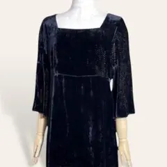 ❤️極美品 モガプラチナ ビロード フレアスリーブドット柄 ワンピース 2・Ⅼ