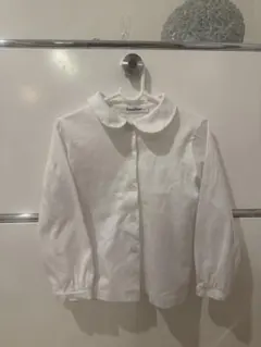 ファミリア　長袖ブラウス　白　110cm 襟刺繍