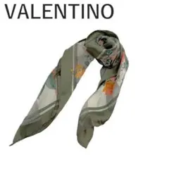 ヴァレンチノ VALENTINO スカーフ 花柄 ストライプ シアー カーキのサムネイル
