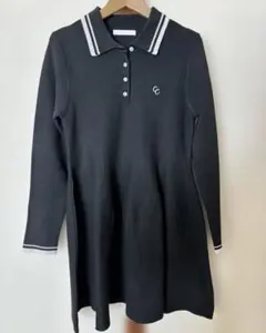 Chico 配色ポロニットミニワンピース 黒