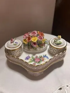 Herend ヘレンド 透かし彫り 鉢カバー 手描き 磁器製 ケースつき