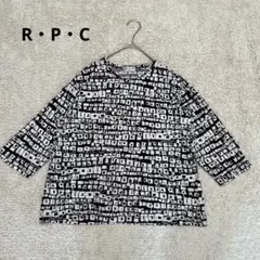 【R.P.C】総柄 七分袖Tシャツ モノトーン　日本製
