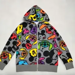 【おまけ付き】美品⭐️ディズニーリゾート カラフル総柄ミッキー パーカー S
