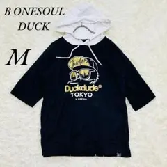 《B ONE SOUL》フード付きパーカー/メンズ/五分袖/ブラック系/M