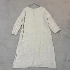 【美品】ELLIFE エリフェ リネン100% 刺繍ロングワンピース 生成り