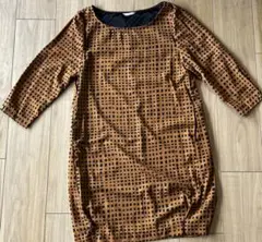 favori ワンピース 総柄 ブラウン×ネイビー M相当 春にも