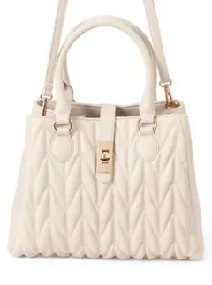 GRL グレイル　2Wayキルティングレザースクエアトートバッグ　アイボリー