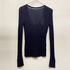 knit bar シースルー バックVネック リブニット
