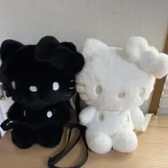 激安　ハローキティ　ぬいぐるみリュック　ブラック　ホワイトバッグ　白黒2点セット