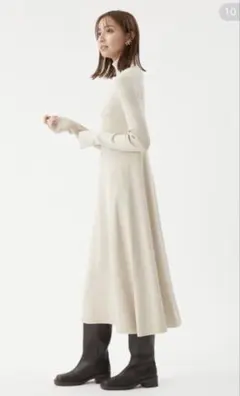 MilaOwenミラ オーウェン新品 タートルネックリブニットフレアワンピース