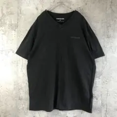Y3970古着　Tシャツ ワンポイント　Vネック　黒　90s Y2K