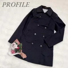 プロフィール◆トレンチコート(M)紺 ベルト付 上品 通勤 通学 春アウターのサムネイル