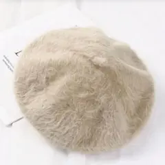 ベレー帽 ファー ベージュ