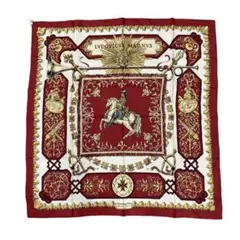 HERMES エルメス スカーフ 大判 カレ90 シルク レッド マルチカラー