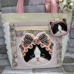 トートバッグ　cat インド刺繍リボンのサムネイル