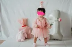 ベビードレス ピンク チュール 1才　70 80