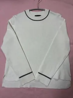 【難あり】Reflect ジャカードニット長袖 　ホワイト系　９号