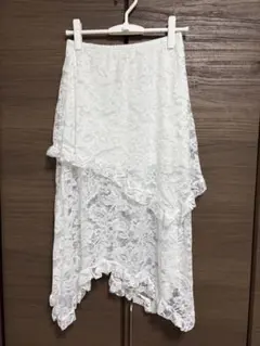 SHEIN ホワイト レース ロングスカート S