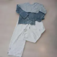 新品未使用 カーブパンツワイド ゆったり パネルライン裾に調節機能付