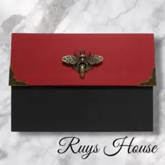 アコーディオンファイル　赤黒ツートンカラー　ハンドメイド　蛇腹ファイル