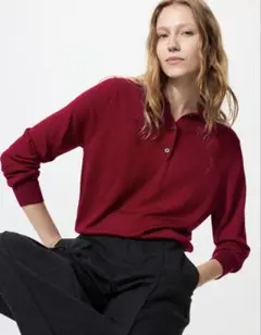 値下げ可能⭐︎ ユニクロ　UNIQLO メリノポロセーター レッド Mサイズ