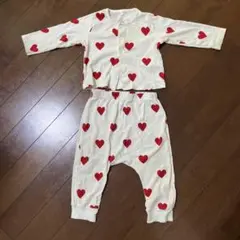 【美品】プチバトー　ハート　長袖ロンパース　カーディガン　パンツ　70 80