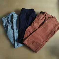 長ズボン 3点セット (鶯色, 黒, 茶色)