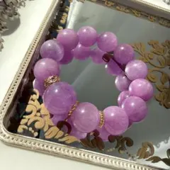 大玉✨️濃厚色❣️高品質クンツァイト❣️デザインブレスレット
