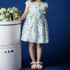 タルティーヌエショコラ　リバティ　ワンピース　120 青　アンバーズポージー　綿