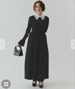 titivate ブラックレース襟ロングワンピース