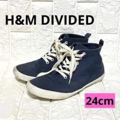 ❤️24cm❤️H&M ネイビー キャンバス ハイカットスニーカーのサムネイル