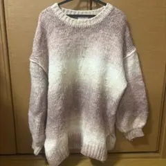 LOWRYS FARM ピンク系グラデーションニット L