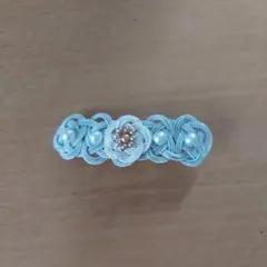 水色 花モチーフ バレッタ