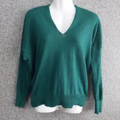 アメリカンホリック　グリーン Vネック ニットセーター 長袖