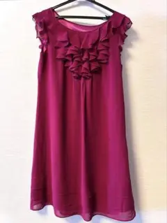 ROPEフリル シフォンパーティードレス／結婚式／フォーマル