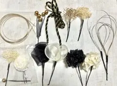 ヘッドパーツ　和装髪飾り　ドライフラワー　結婚式卒業式成人式　着物　振袖 水引