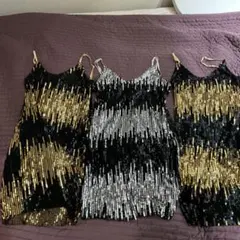 スパンコール ノースリーブミニワンピース