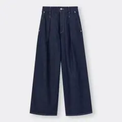 【美品】ジーユー　ダークブルー　ワイドデニムパンツ　レディース　Ｍ