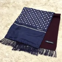 高級　美品　アクアスキュータム　リバーシブル マフラー　シルク　ウール　薄手