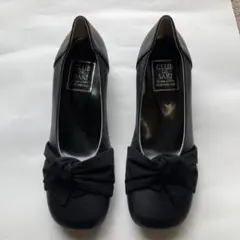 CLUB DE SAKI 黒 リボン付き ローヒールパンプス