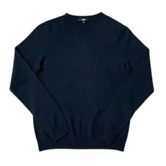 ユニクロ　3Dカシミヤクルーネックセーター　ネイビー　紺　S