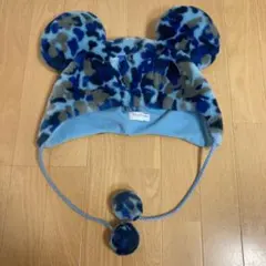 ディズニー ミッキー ファンキャップ 迷彩柄 カモフラ 青 被り物