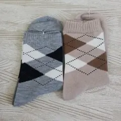 Hanako Friend 吸湿発熱 アーガイルソックス 2足セット