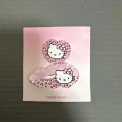 ハローキティ ヘアピン 2点セット ピンク ヒョウ柄のサムネイル