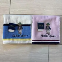 RALPH LAUREN ポロベア刺繍タオルセット ネイビー ピンク2枚セット