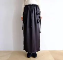 SeaRoomlynnサテンワークスカート ブラックM